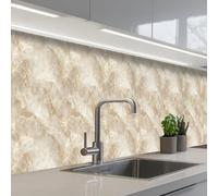 KitchenYeah© Credence Cuisine Adhesive Protege Mur Revetement Mural Adhesif | 60x400 cm - Parement Interieur À Coller Plaque Plastique Rigide Beige clair - Onyx - Subtil