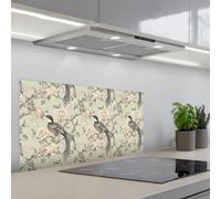 KitchenYeah© Credence Cuisine Sur Mesure 45x90 cm Plaque Adhesive Murale Panneau Decoratif Interieur Peel And Stick Mural Protection Mur Fleur - Oiseau - Coloré