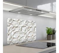 KitchenYeah© Credence Cuisine Sur Mesure 50x70 cm Plaque Adhesive Murale Panneau Decoratif Interieur Peel And Stick Mural Protection Mur Structure - Rock - Blanc