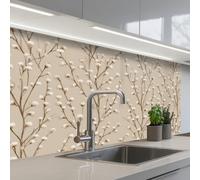 KitchenYeah© Credence Cuisine Sur Mesure 60x100 cm Plaque Adhesive Murale Panneau Decoratif Interieur Peel And Stick Mural Protection Mur Coton - Nature - Taupe