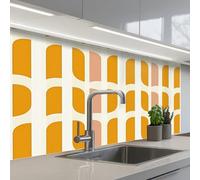 KitchenYeah© Credence Cuisine Sur Mesure 60x100 cm Plaque Adhesive Murale Panneau Decoratif Interieur Peel And Stick Mural Protection Mur Géométrique - Motif - Jaune - Rose