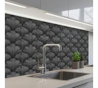 KitchenYeah© Credence Cuisine Sur Mesure 60x100 cm Plaque Adhesive Murale Panneau Decoratif Interieur Peel And Stick Mural Protection Mur Éventail - Motif - Gris