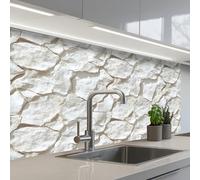 KitchenYeah© Credence Cuisine Sur Mesure 60x100 cm Plaque Adhesive Murale Panneau Decoratif Interieur Peel And Stick Mural Protection Mur Structure - Rock - Blanc