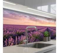 KitchenYeah© Credence Cuisine Sur Mesure 60x150 cm Plaque Adhesive Murale Panneau Decoratif Interieur Peel And Stick Mural Protection Mur Paysage - Champ lavan- Violet