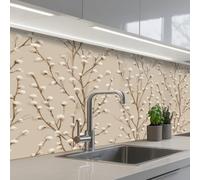 KitchenYeah© Credence Cuisine Sur Mesure 60x150 cm Plaque Adhesive Murale Panneau Decoratif Interieur Peel And Stick Mural Protection Mur Coton - Nature - Taupe