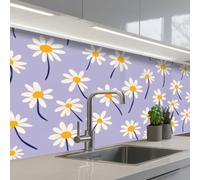KitchenYeah© Credence Cuisine Sur Mesure 60x150 cm Plaque Adhesive Murale Panneau Decoratif Interieur Peel And Stick Mural Protection Mur Modern - Daisy - Purple