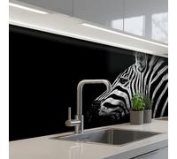 KitchenYeah© Credence Cuisine Sur Mesure 60x150 cm Plaque Adhesive Murale Panneau Decoratif Interieur Peel And Stick Mural Protection Mur Zèbre - Animal - Noir