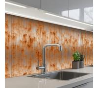 KitchenYeah© Credence Cuisine Sur Mesure 60x150 cm Plaque Adhesive Murale Panneau Decoratif Interieur Peel And Stick Mural Protection Mur Métal - Gris - Orange - Rouille