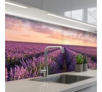 KitchenYeah© Credence Cuisine Sur Mesure 60x200 cm Plaque Adhesive Murale Panneau Decoratif Interieur Peel And Stick Mural Protection Mur Paysage - Champ lavan- Violet