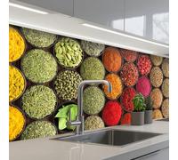 KitchenYeah© Credence Cuisine Sur Mesure 60x200 cm Plaque Adhesive Murale Panneau Decoratif Interieur Peel And Stick Mural Protection Mur Herbes - Coupelles - Coloré - Texture