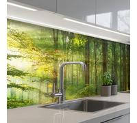 KitchenYeah© Credence Cuisine Sur Mesure 60x200 cm Plaque Adhesive Murale Panneau Decoratif Interieur Peel And Stick Mural Protection Mur Soleil - Forêt - Arbres - Nature - Automne