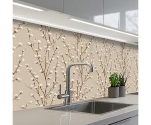 KitchenYeah© Credence Cuisine Sur Mesure 60x200 cm Plaque Adhesive Murale Panneau Decoratif Interieur Peel And Stick Mural Protection Mur Coton - Nature - Taupe