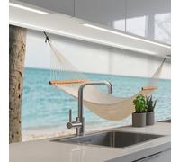 KitchenYeah© Credence Cuisine Sur Mesure 60x300 cm Plaque Adhesive Murale Panneau Decoratif Interieur Peel And Stick Mural Protection Mur Hamac - Plage - Blanc