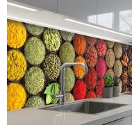 KitchenYeah© Credence Cuisine Sur Mesure 60x300 cm Plaque Adhesive Murale Panneau Decoratif Interieur Peel And Stick Mural Protection Mur Herbes - Coupelles - Coloré - Texture