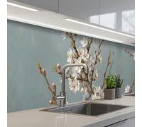 KitchenYeah© Credence Cuisine Sur Mesure 60x300 cm Plaque Adhesive Murale Panneau Decoratif Interieur Peel And Stick Mural Protection Mur Botanique - Nature morte - Bleu