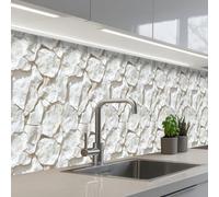 KitchenYeah© Credence Cuisine Sur Mesure 60x350 cm Plaque Adhesive Murale Panneau Decoratif Interieur Peel And Stick Mural Protection Mur Structure - Rock - Blanc