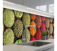 KitchenYeah© Credence Cuisine Sur Mesure 60x500 cm Plaque Adhesive Murale Panneau Decoratif Interieur Peel And Stick Mural Protection Mur Herbes - Coupelles - Coloré - Texture