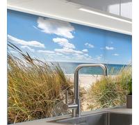 KitchenYeah© Credence Cuisine Sur Mesure 60x80 cm Plaque Adhesive Murale Panneau Decoratif Interieur Peel And Stick Mural Protection Mur Dune - Herbe - Mer - Plage