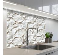 KitchenYeah© Credence Cuisine Sur Mesure 80x100 cm Plaque Adhesive Murale Panneau Decoratif Interieur Peel And Stick Mural Protection Mur Structure - Rock - Blanc