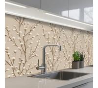 KitchenYeah© Credence Cuisine Sur Mesure 80x150 cm Plaque Adhesive Murale Panneau Decoratif Interieur Peel And Stick Mural Protection Mur Coton - Nature - Taupe