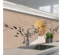 KitchenYeah© Credence Cuisine Sur Mesure 80x150 cm Plaque Adhesive Murale Panneau Decoratif Interieur Peel And Stick Mural Protection Mur Moderne - Femme - Or