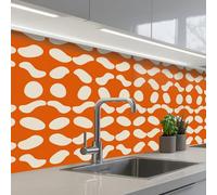 KitchenYeah© Credence Cuisine Sur Mesure 80x150 cm Plaque Adhesive Murale Panneau Decoratif Interieur Peel And Stick Mural Protection Mur Orange - Formes organiques - Blanc
