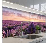 KitchenYeah© Credence Cuisine Sur Mesure 80x150 cm Plaque Adhesive Murale Panneau Decoratif Interieur Peel And Stick Mural Protection Mur Paysage - Champ lavan- Violet