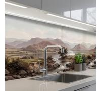 KitchenYeah© Credence Cuisine Sur Mesure 80x200 cm Plaque Adhesive Murale Panneau Decoratif Interieur Peel And Stick Mural Protection Mur Paysage montagne - Lac - Montagnes - Vallée - Classique