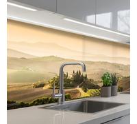 KitchenYeah© Credence Cuisine Sur Mesure 80x250 cm Plaque Adhesive Murale Panneau Decoratif Interieur Peel And Stick Mural Protection Mur Paysage - Toscane - Lumière Du Matin