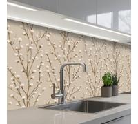 KitchenYeah© Credence Cuisine Sur Mesure 80x250 cm Plaque Adhesive Murale Panneau Decoratif Interieur Peel And Stick Mural Protection Mur Coton - Nature - Taupe
