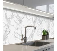 KitchenYeah© Credence Cuisine Sur Mesure 80x300 cm Plaque Adhesive Murale Panneau Decoratif Interieur Peel And Stick Mural Protection Mur Marbre - Pur - Gris - Veines