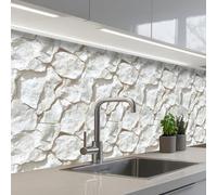 KitchenYeah© Credence Cuisine Sur Mesure 80x300 cm Plaque Adhesive Murale Panneau Decoratif Interieur Peel And Stick Mural Protection Mur Structure - Rock - Blanc