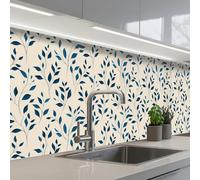 KitchenYeah© Credence Cuisine Sur Mesure 80x300 cm Plaque Adhesive Murale Panneau Decoratif Interieur Peel And Stick Mural Protection Mur Motif - Bleu- Beige