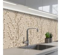 KitchenYeah© Credence Cuisine Sur Mesure 80x300 cm Plaque Adhesive Murale Panneau Decoratif Interieur Peel And Stick Mural Protection Mur Coton - Nature - Taupe