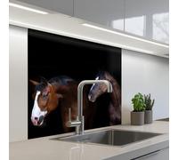 KitchenYeah© Credence Cuisine Sur Mesure 80x80 cm Plaque Adhesive Murale Panneau Decoratif Interieur Peel And Stick Mural Protection Mur Cheval - Animaux - Noir