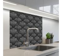KitchenYeah© Credence Cuisine Sur Mesure 80x80 cm Plaque Adhesive Murale Panneau Decoratif Interieur Peel And Stick Mural Protection Mur Éventail - Motif - Gris
