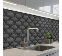 KitchenYeah© Credence Cuisine Sur Mesure Plaque Adhesive Murale Panneau | 60x200 cm - Decoratif Interieur Peel And Stick Mural Protection Mur Éventail - Motif - Gris