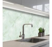 KitchenYeah© Credence Cuisine Sur Mesure Plaque Adhesive Murale Panneau | 60x250 cm - Decoratif Interieur Peel And Stick Mural Protection Mur Vert - Marbre - Veines coulantes