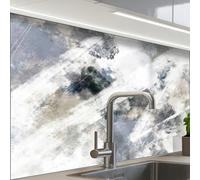 KitchenYeah© Credence Cuisine Sur Mesure Plaque Adhesive Murale Panneau | 60x80 cm - Decoratif Interieur Peel And Stick Mural Protection Mur Art - Motif - Gris - Blanc