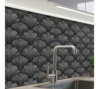 KitchenYeah© Credence Cuisine Sur Mesure Plaque Adhesive Murale Panneau | 60x80 cm - Decoratif Interieur Peel And Stick Mural Protection Mur Éventail - Motif - Gris