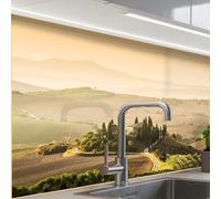 KitchenYeah© Credence Cuisine Sur Mesure Plaque Adhesive Murale Panneau | 60x80 cm - Decoratif Interieur Peel And Stick Mural Protection Mur Paysage - Toscane - Lumière Du Matin