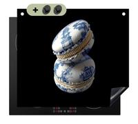 KitchenYeah© Protection Plaque Induction Deco Cuisine Cache Protège | 58x51 cm - Cuisson Accessoires, Credence Alimentation - Macarons - Bleu Delft - Biscuits