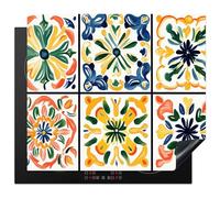 KitchenYeah© Protection Plaque Induction Protege Deco Cuisine Cache Protège | 57x51 cm - De Cuisson Accessoires Espagnol - Tuiles - Céramique - Fleurs
