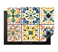 KitchenYeah© Protection Plaque Induction Protege Deco Cuisine Cache Protège | 71x52 cm - De Cuisson Accessoires Espagnol - Tuiles - Céramique - Fleurs