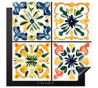 KitchenYeah© Protection Plaque Induction Protege Deco Cuisine Cache Protège | 78x78 cm - De Cuisson Accessoires Espagnol - Tuiles - Céramique - Fleurs