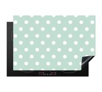 KitchenYeah© Protection Pour Plaque Induction 76x51 cm Deco Cuisine Protégé Cache Cuisson Vitroceramique Classique - Polka - Vert