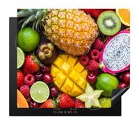 KitchenYeah© Protection Pour Plaque Induction Cuisiniere Accessoire | 59x52 cm Deco Cuisine Protégé Cache Cuisson Vitroceramique Protecteur Décoration Fruits - Assortiment - Frais - Colorés