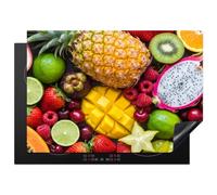 KitchenYeah© Protection Pour Plaque Induction Cuisiniere Accessoire | 71x52 cm Deco Cuisine Protégé Cache Cuisson Vitroceramique Protecteur Décoration Fruits - Assortiment - Frais - Colorés
