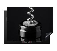 KitchenYeah© Protection Pour Plaque Induction Deco Cuisine Protégé Cache | 70x52 cm - Cuisson Vitroceramique Tire-bouchon - Vin - Noir - Blanc