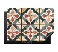 KitchenYeah© Protege Couvre Plaque De Cuisson Cuisiniere Accessoires | 71x52 cm Cuisine Tapis Protection Protecteur Induction Vitrocéramique Décoration - Tuiles - Espagnols - Vintage